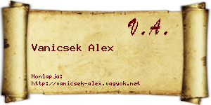 Vanicsek Alex névjegykártya